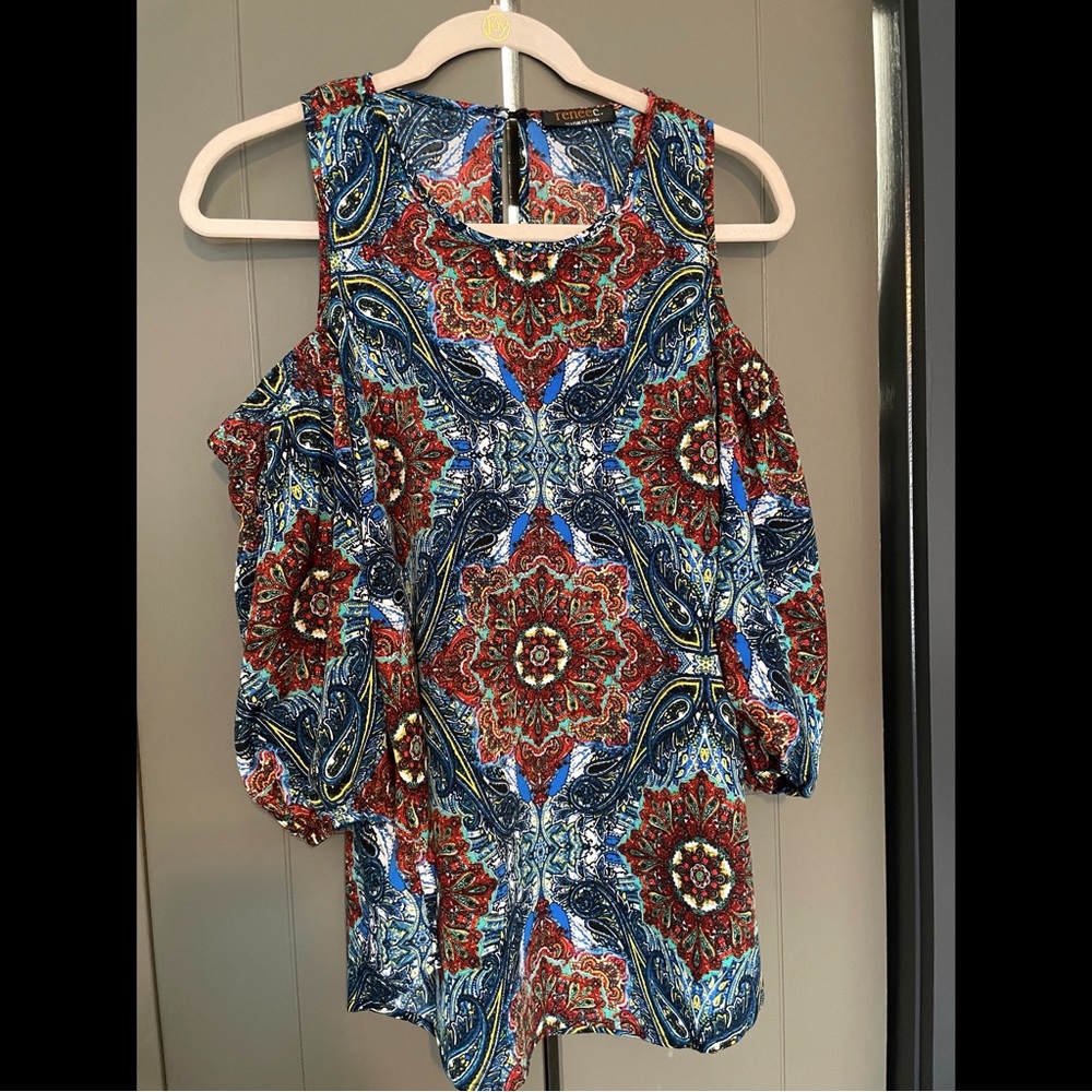 Stitch Fix Renee C, Short Sleeve, Cold Shoulder Top. Sz L